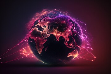 Poster - the earth with vibrant lights and hues. Generative AI