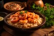 Shrimp bobo Traditional Brazilian Food. shrimp and rice recipe, generative ai