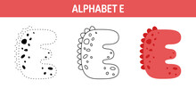 Alphabet E Tracing And Coloring Worksheet For Kids