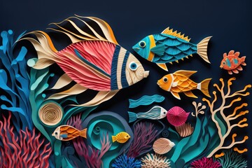  colorful fish in an underwater world full of marine creatures. Generative AI