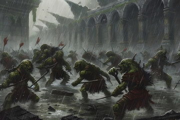 Poster - fantasy goblin battle. neural network ai generated art