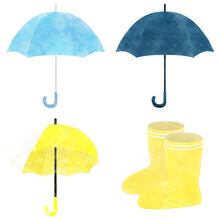 Umbrella And Rain Boots Set Clipart PNG