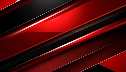 Sticker - High contrast red and black glossy stripes. Abstract tech graphic banner design. Generative ai