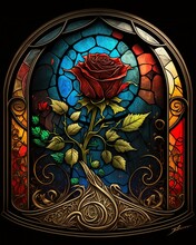 Rose Stained Glass Flower Made With Ai