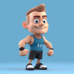 character 3d muscle man smiling