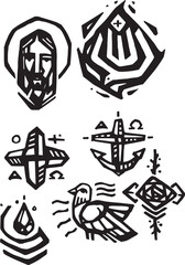 Wall Mural - Hand drawn illustration of Christian Symbols.