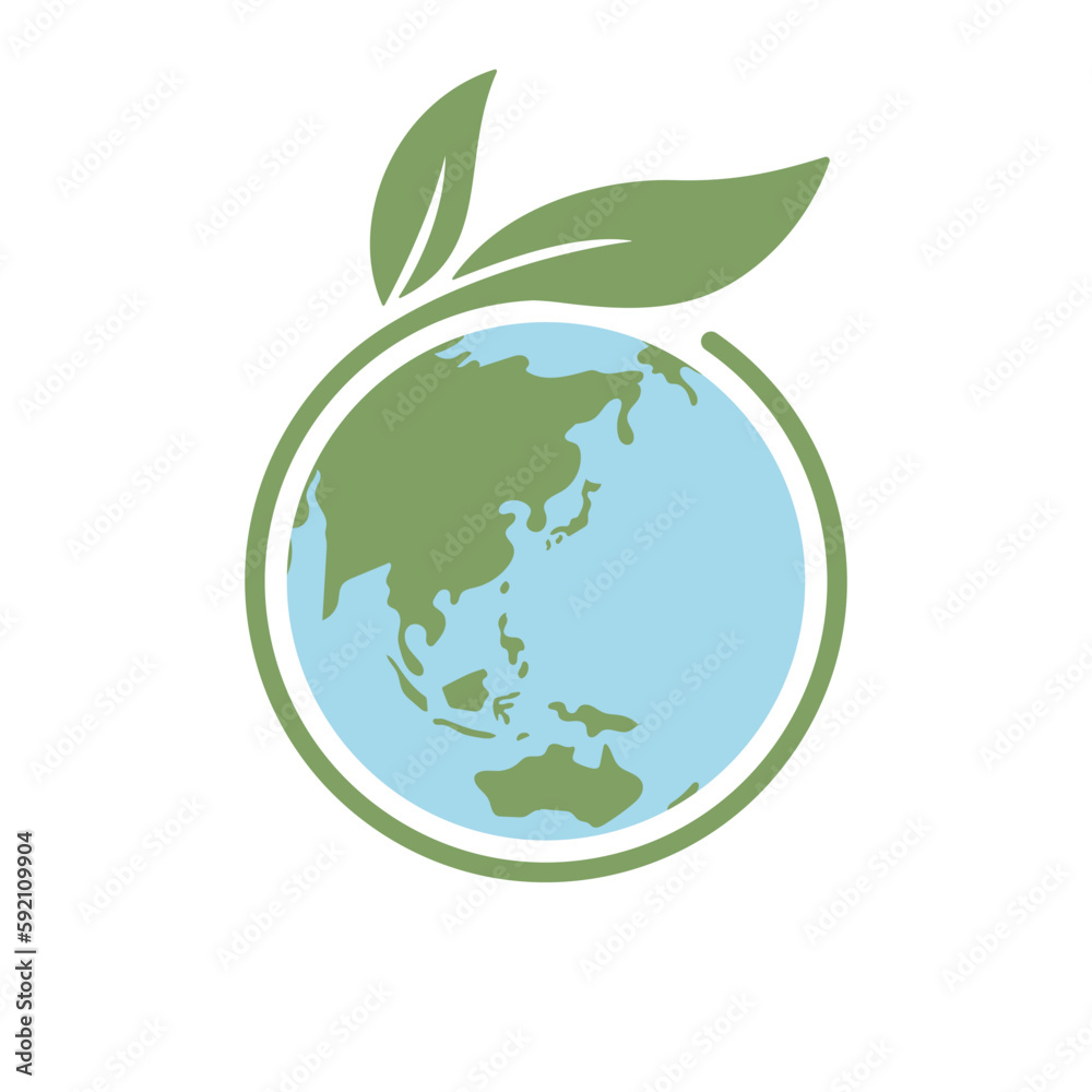 Icono-Eye-再生-Saving the EARTH Planet earth icon with leaf protecting it. Save the world, eco
