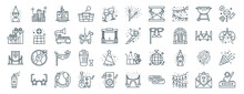Set Of 40 Outline Web Party Icons Such As City, Present, Vip Room, Spray, Fine Dining, Candies, Sparkler Icons For Report, Presentation, Diagram, Web Design, Mobile App