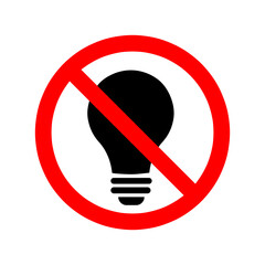 Poster -  Light bulb is prohibited. Stop light bulb icon illustration on white background..eps