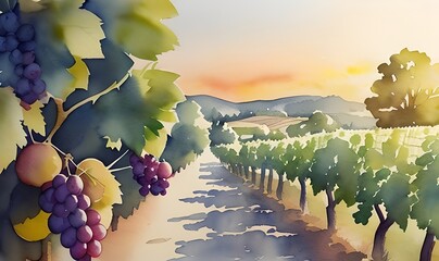 Wall Mural - Vineyard, generative ai