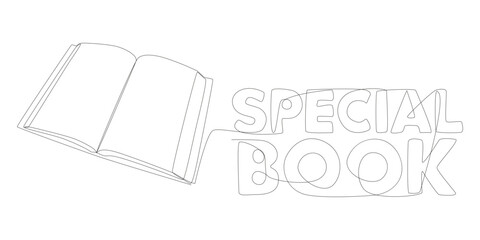 Fototapete - One continuous line of opened book with Special Book word. Thin Line Illustration vector concept. Contour Drawing Creative ideas.