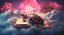 Dreamland Of Turtles Reading Books, Generative AI.