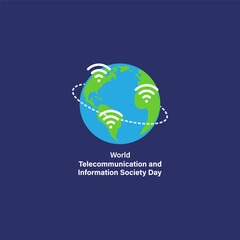 Vector illustration of World Telecommunication and Information Society Day 17 May social media story feed mockup template post