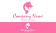 Pink Color Negative Female Face with Wolf Logo Design