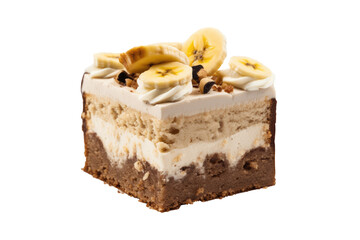 Banana cake isolated on transparent background. Generative Ai