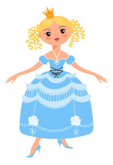 Wall Mural - Princess from fairytale. Beatiful blonde girl in blue dress