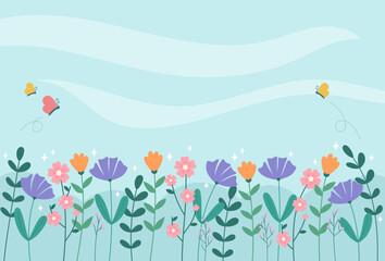 Illustration of spring flowers background