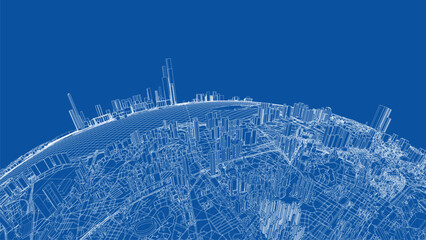 Poster - 3d city sphere. vector rendering of 3d