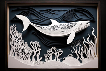 Wall Mural - Paper Whale, AI Generated