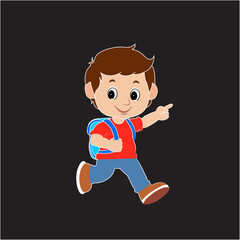 Smart and Colorful School going boy  Vector