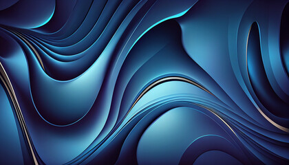 Wall Mural - blue abstract wave 3d luxury background. Generative AI