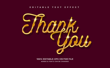 Wall Mural - Gold thank you editable text effect template