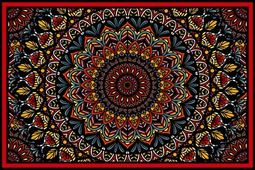 Colorful mandala pattern for home decoration elements. Illustration geometric mandala round and colorful pattern background. Ethnic tribal pattern use for carpet, rug, tapestry, wall decorative, etc.