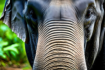 Wall Mural - Generative AI image of the Sumatran elephant, one of animal that has been listed under the endangered species.