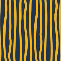 Wall Mural - Navy seamless pattern with yellow wavy lines