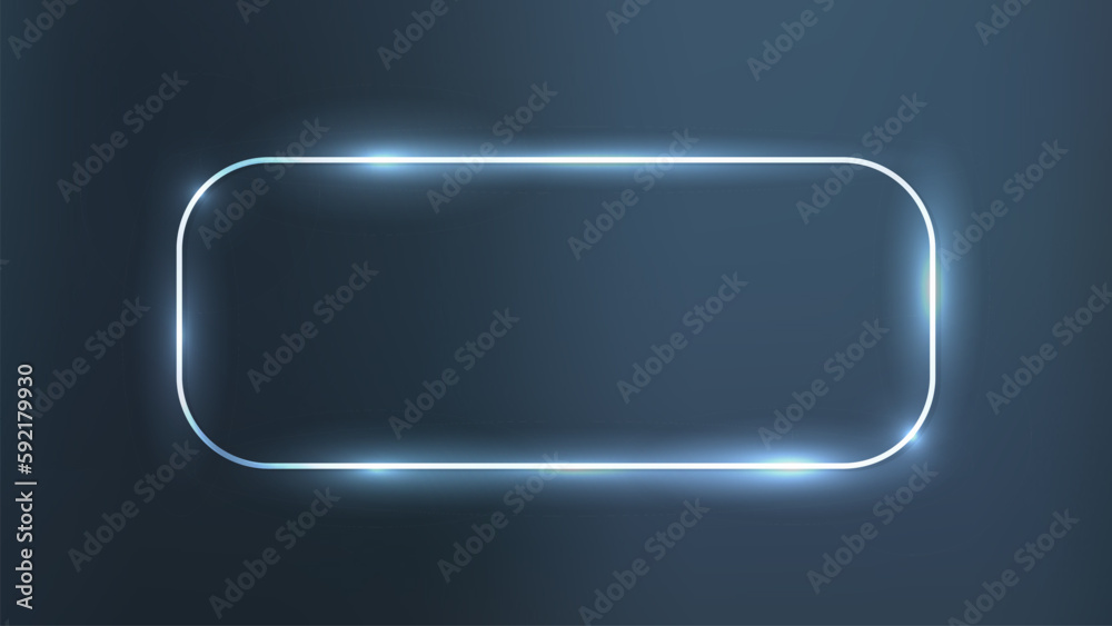 Neon rounded rectangle frame with shining effects Stock Vector | Adobe ...