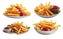 A Portion Of French Fries With Ketchup, In A Bowl Or Dish, Generative AI