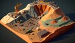 Low poly opencast mining area isometric view. Generative AI
