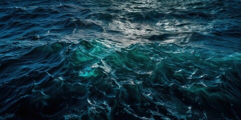 Aufkleber - View of the blue sea surface of the water.Aerial view. Panoramic shot. Generative AI