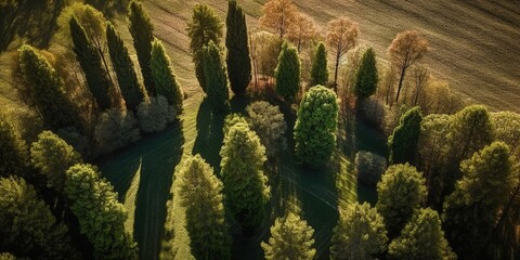 Aufkleber - Beautiful bird's-eye view of the rainforest.Aerial view. Panoramic shot. Generative AI