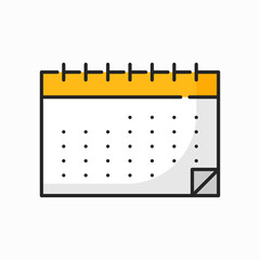 Poster - Wall calendar page paper sheet with month schedule. Vector notepad doodle mockup, planning diary schedule agenda on spiral bind