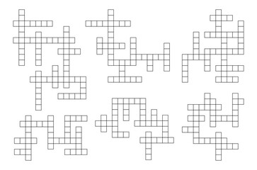 Aufkleber - Crossword quiz, find word riddle grids collection. Vocabular game, text quiz or riddle vector grid templates set. Educational playing activity or crossword puzzle
