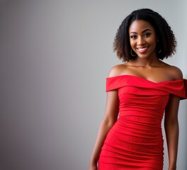 African american woman in red. Generative AI