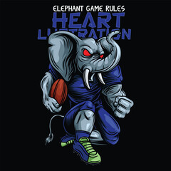 Sticker - Elephant Mascot American Football With Text Illustration