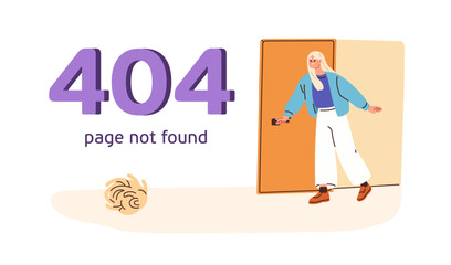 Aufkleber - 404 error, page not found, technical website problem. Creative web-site design for access and search failure message, warning text. Flat graphic vector illustration isolated on white background