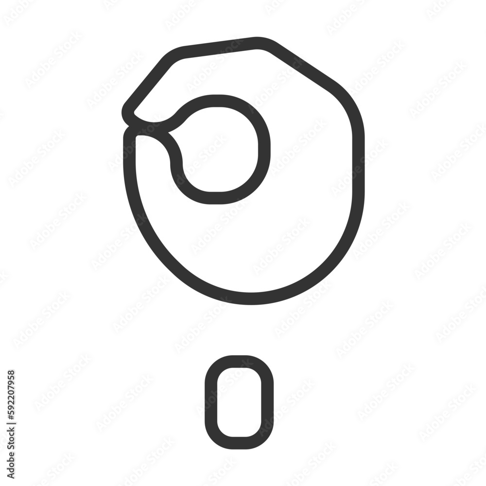 Singing letter O in ASL pixel perfect linear icon. System of ...