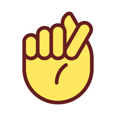 Sticker - Fig sign pixel perfect RGB color icon. Offensive hand gesture. Obscene non verbal communication. Isolated vector illustration. Simple filled line drawing. Editable stroke. Arial font used