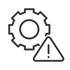 Sticker - Technical warning pixel perfect linear icon. Program settings issue. Device configuration problem. Thin line illustration. Contour symbol. Vector outline drawing. Editable stroke. Arial font used