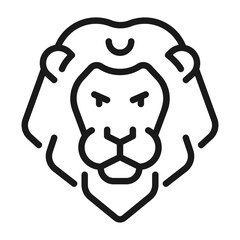 Poster - Lion head pixel perfect linear icon. Zodiac sign of western astrology. Majestic animal. Thin line illustration. Contour symbol. Vector outline drawing. Editable stroke. Arial font used