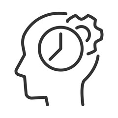 Wall Mural - Time for thinking process pixel perfect linear icon. Synchronizing biological clock. Keep learning. Thin line illustration. Contour symbol. Vector outline drawing. Editable stroke. Arial font used