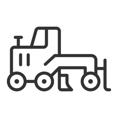 Canvas Print - Grader pixel perfect linear icon. Creating flat surface. Coal mining equipment. Heavy industry. Motor vehicle. Thin line illustration. Contour symbol. Vector outline drawing. Editable stroke