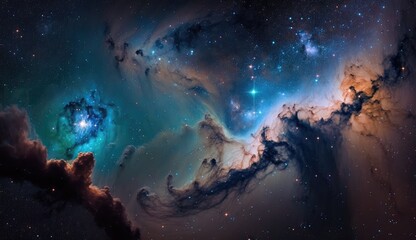 Wall Mural - beautiful nebula in outer space made with generated ai
