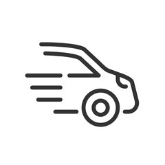 Sticker - Car pixel perfect linear icon. Motor vehicle. Fuel and electric automobiles. Passengers transportation. Thin line illustration. Contour symbol. Vector outline drawing. Editable stroke. Arial font used