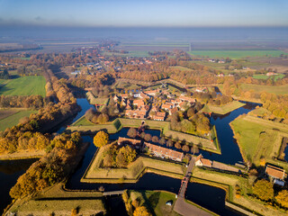 Canvas Print - Aerial view of Fortification village of Bourtange