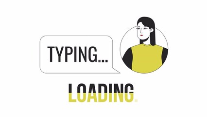 Fototapete - Texting app loader animation. Avatar with typing indicator. Flash message 4K video footage. Isolated outline colour loading progress indicator with alpha channel transparency for UI, UX web design