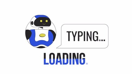 Fototapete - AI chatbot typing loader animation. Artificial intelligence. Flash message 4K video footage. Isolated outline colour loading progress indicator with alpha channel transparency for UI, UX web design